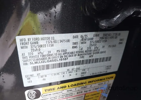 2025 Lincoln Navigator Reserve from USA, damaged, VIN 5LMJJ2LG4SEL10107